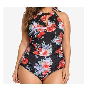 Eomenie Large Floral Tummy Control One Piece Swim Bathing Suit